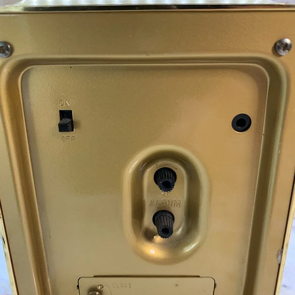 Vintage Bulova Carriage Clock Gold Desk Japan 4RE604